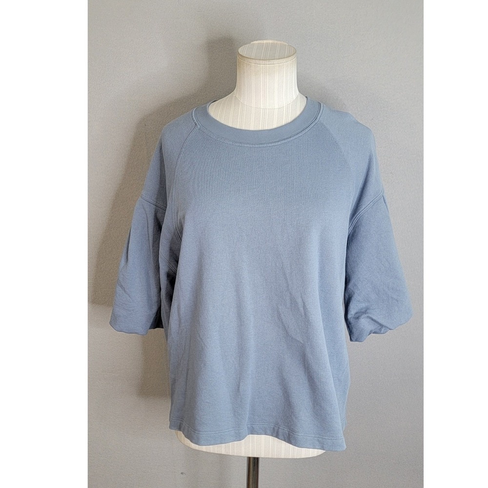 Madewell Sweatshirt Puff Sleeve Short Sleeve Medium Blue  Crew Neck NT335